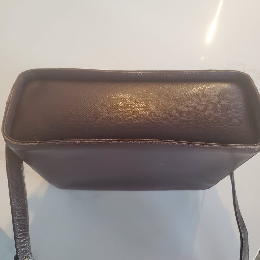 Vintage Lladro Dark Brown Leather Crossbody Adjustable Strap Handbag - Picture 7 of 11